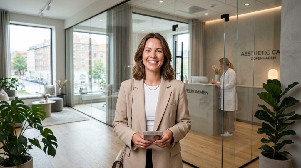 Young professional woman smiling confidently after aesthetic