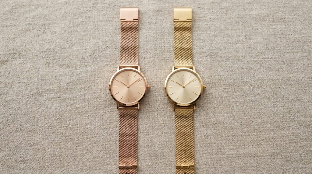 Flat lay luxury gift composition showing an elegant womens 