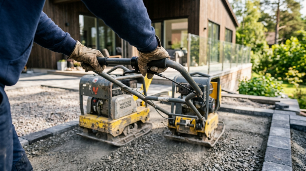 Close-up photorealistic shot of a homeowners hands confiden