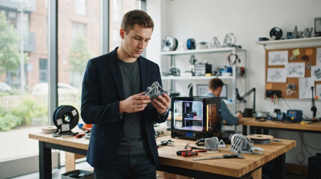 Photorealistic stock image, 16:9 format, young entrepreneur 